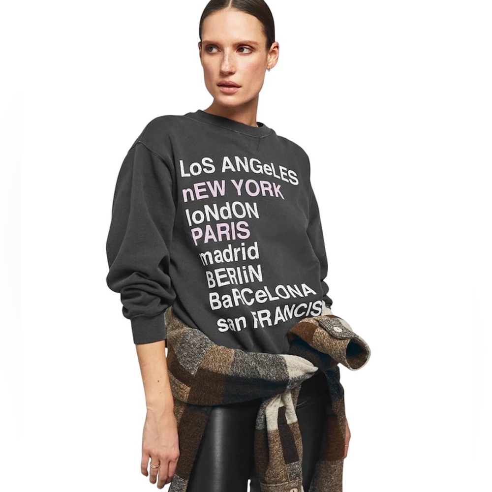 Anine Bing Anine Bing - City Love Sweatshirt in Charcoal, Streetwear, Grunge, S - Picture 3 of 13